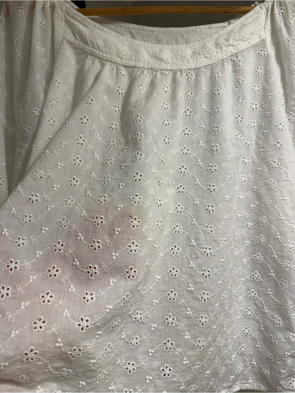 SOHO White Eyelet Puff-Sleeve Women's Top Size L 100% cotton - Picture 9 of 12